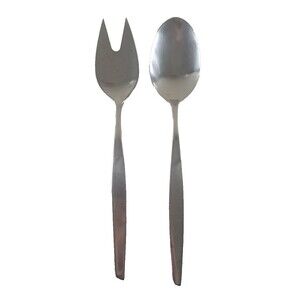 Gustav Anita Serving Utensils Fork Spoon Sweden MCM Stainless Slant Tip